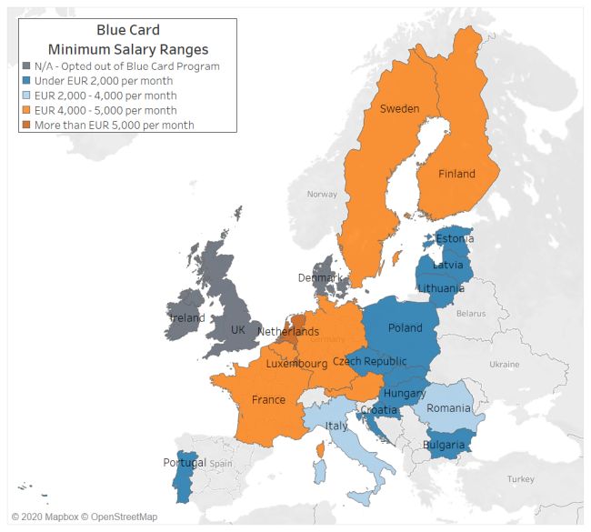EU Blue Card Salary Level Increased Employee Rights/ Labour Relations